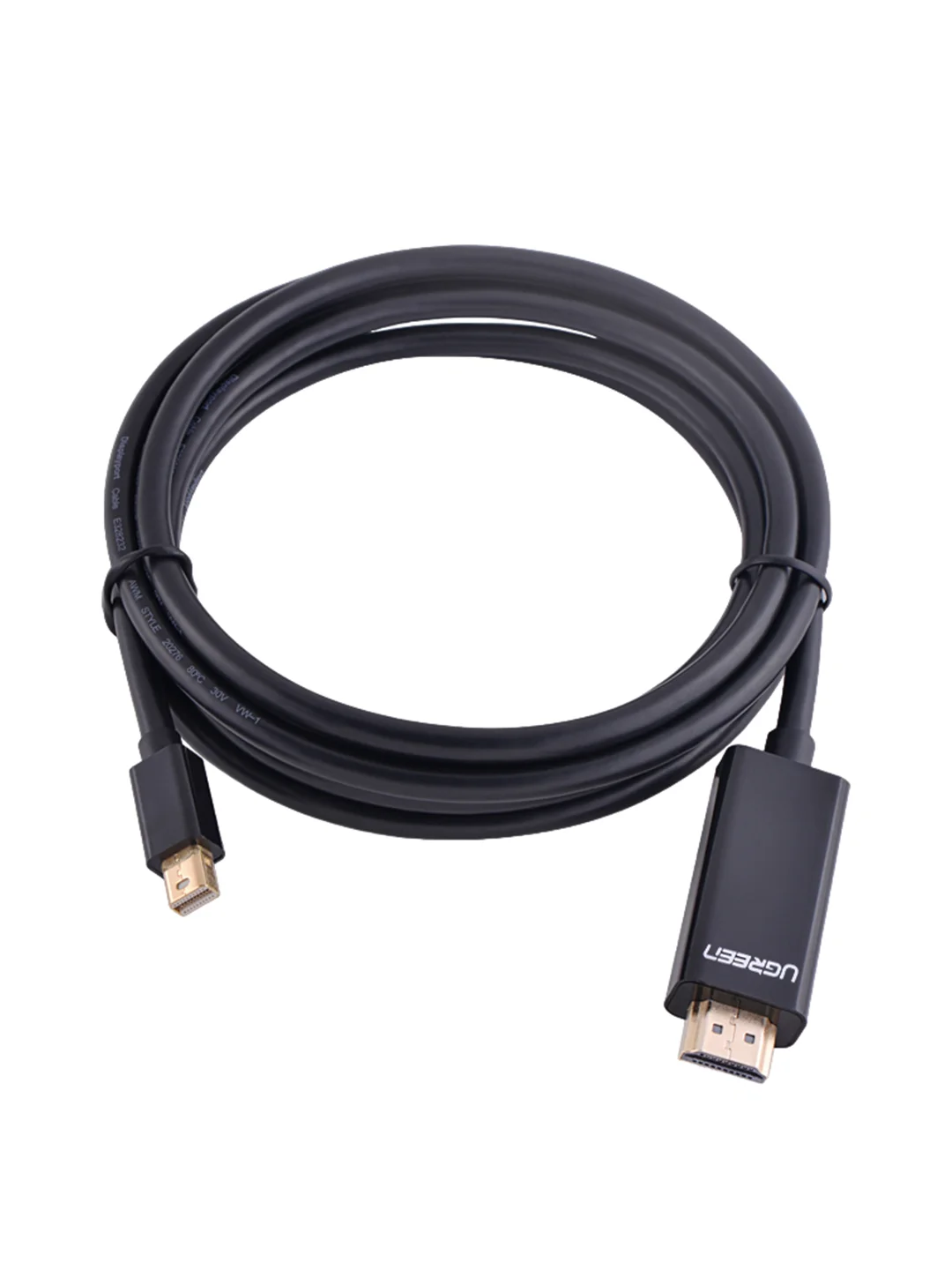 Черный кабель UGREEN MD101 (20848) Mini DP Male to HDMI Cable 4K. Длина: 1,5м. Цвет: черный