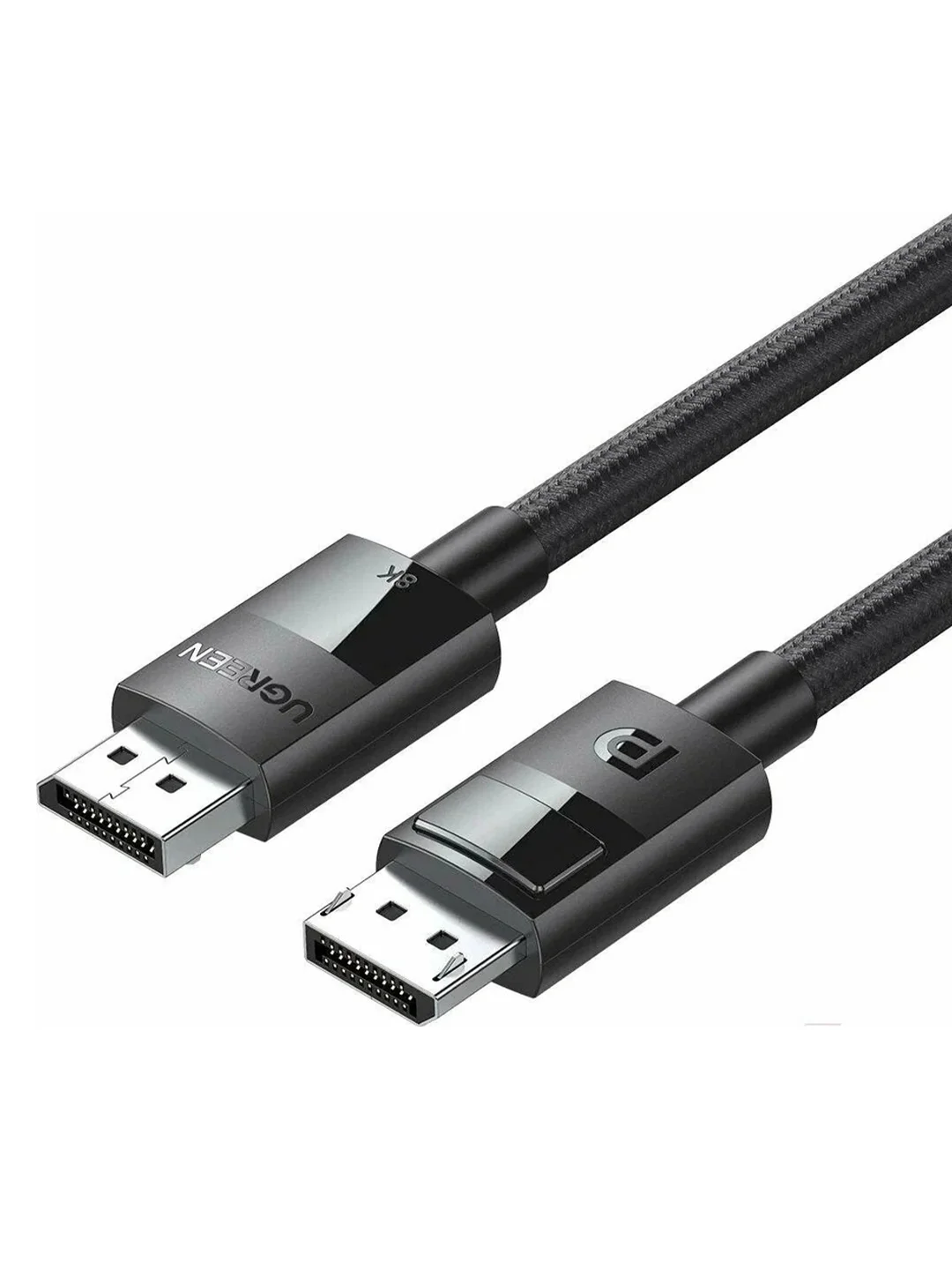 Черный кабель UGREEN DP114 (80390) DP 1.4 Male to Male Plastic Case Braided Cable. Длина: 1 м.