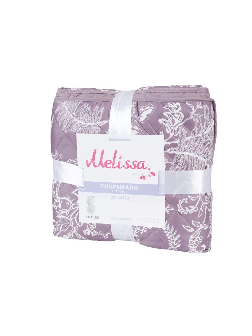 Покрывало двустороннее стеганное Melissa "Ботаник" цв. Пыльная Роза 200*220, 509171/1
