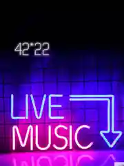 Вывеска неоновая декоративная "Live Music"