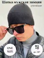 Угольный шапка мужская, зимняя с флисовым подкладом