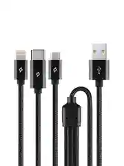 Черный кабель тройной TTEC AlumiCable Trio Type-C/Lightning/Micro USB Charge&Data Cable.