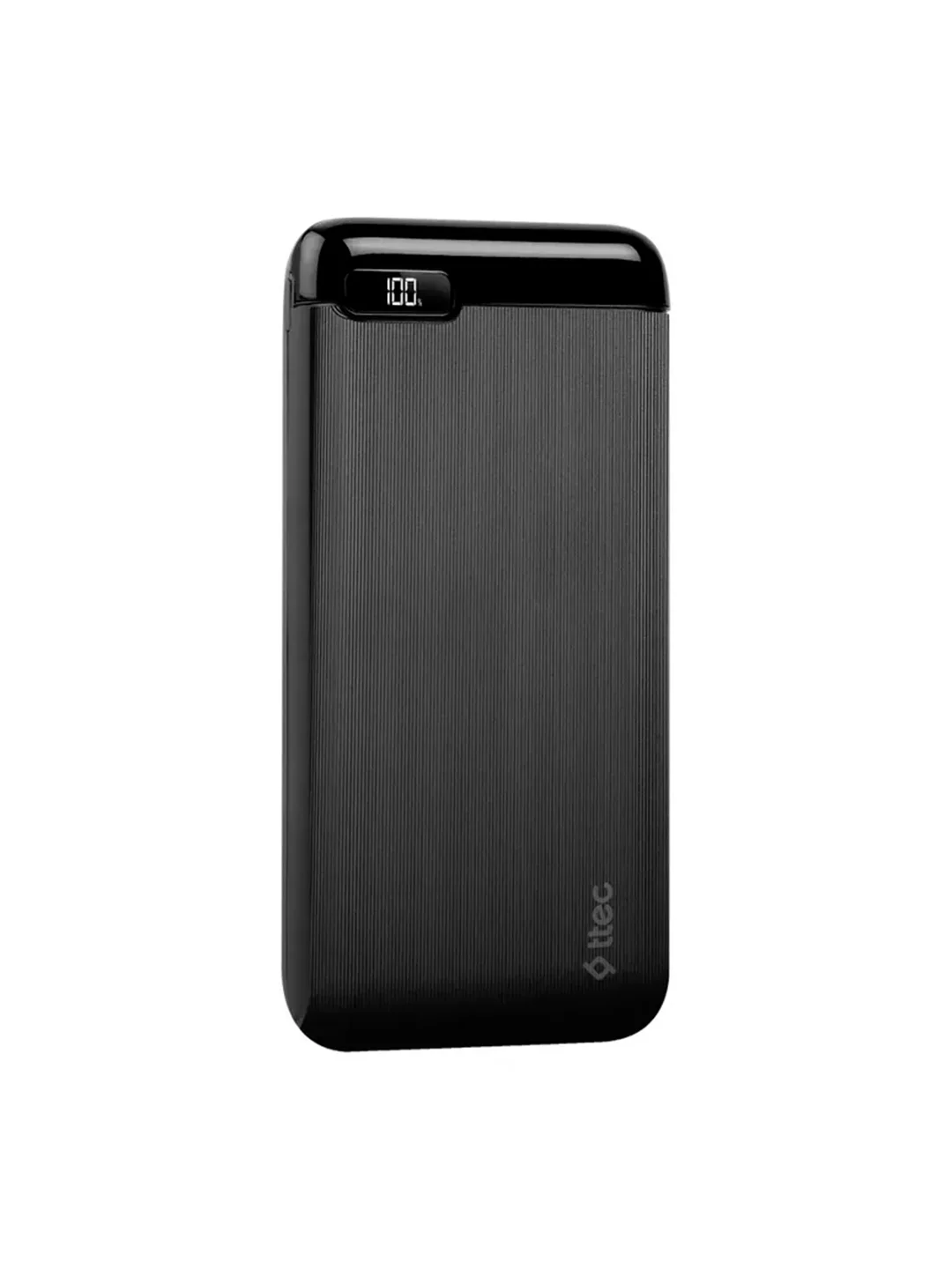 Черный внешний аккумулятор TTEC PowerSlim LCD PD 10000 mAh 20W Powerbank USB-C Input/Output.