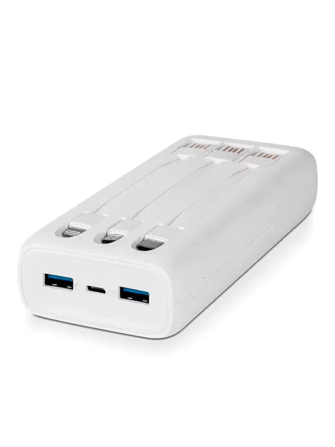 Белый внешний аккумулятор TTEC PowerSlim Trio LCD 20000mAh PD 22,5W Powerbank with Trio Cable.