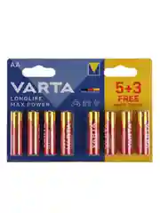 Красный батарейка Varta LONGLIFE MAX POWER (MAX TECH) LR6 AA BL8 Alkaline 1.5V (4706)
