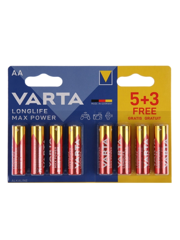 Батарейка Varta LONGLIFE MAX POWER (MAX TECH) LR6 AA BL8 Alkaline 1.5V (4706)