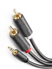 Серый аудиокабель UGREEN AV102 (10510) 3.5mm Male to 2 RCA Male Audio Cable. Длина: 2м.