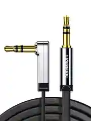 Черный кабель угловой UGREEN AV119 (10597) 3.5mm Male to 3.5mm Male Straight to angle flat Cable.