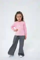 Розовый футболка для девочки с длинным рукавом, рост 98-116 (возраст 3-6 лет)