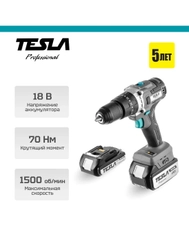 Аккумуляторная дрель TESLA TCD18HD 18В 2 аккумулятора, кейс