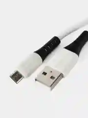 Белый micro USB кабель для зарядки телефона Android / быстрая зарядка 2.4A / силикон, термостойкий