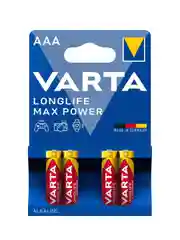 Красный батарейка Varta LONGLIFE MAX POWER (MAX TECH) LR03 AAA BL4 Alkaline 1.5V (4703)