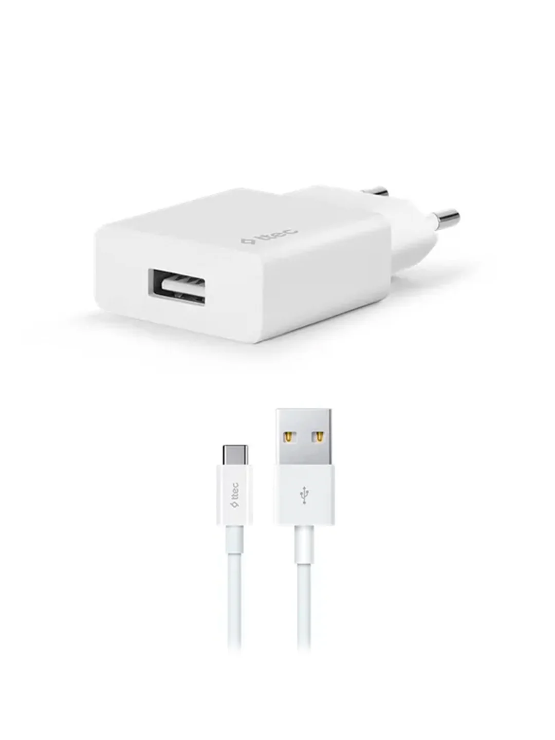 Белый сетевое зарядное устройство TTEC SmartCharger Travel Charger 2.1A с кабелем Type-C.