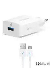 Белый сетевое зарядное устройство TTEC SpeedCharger QC 3.0 Travel Charger 18W с кабелем USB-C.