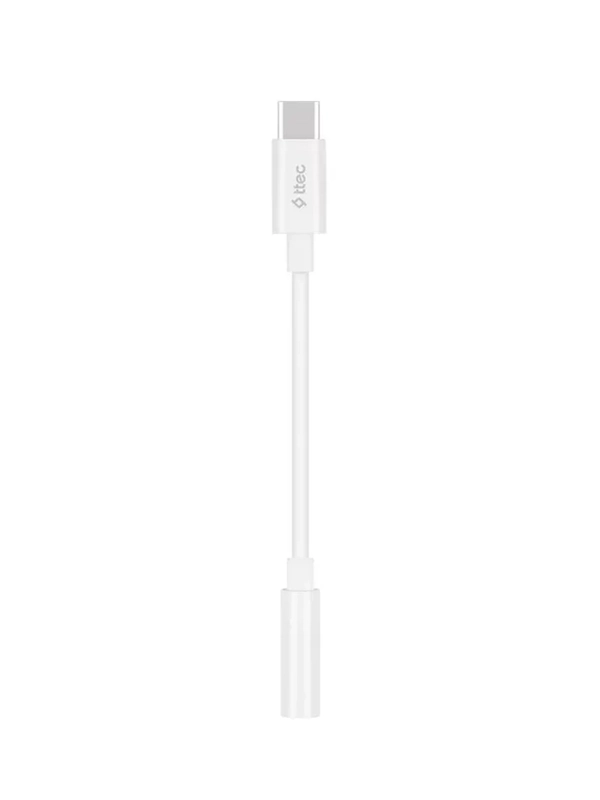 Конвертер кабель TTEC USB-C - 3.5mm Aux Converter. Длина: 11 см. Цвет: белый