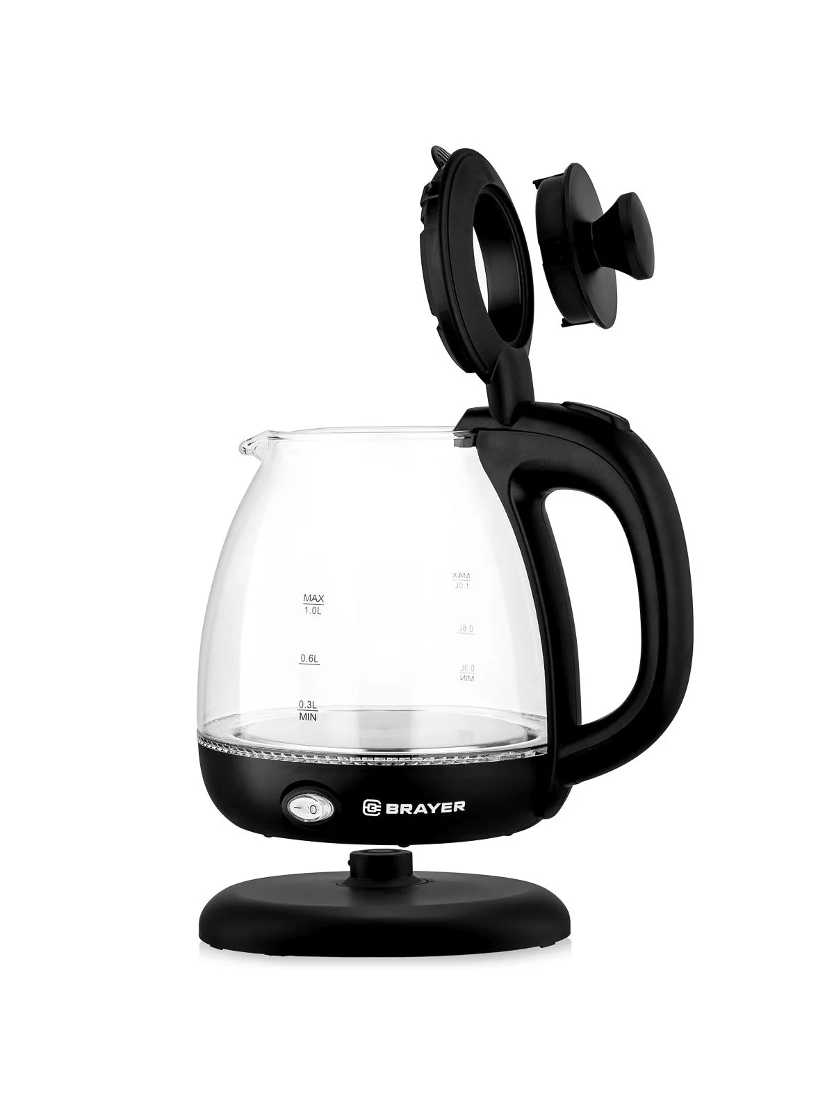 Чайник электрический BRAYER BR6106, 1100 Вт, 1 л, стеклянный, автоотключ, подсветка