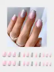 Конфетный накладные ногти - типсы с новогодним дизайном, 24 штуки + клей или клеевые стикеры