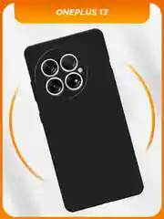 Черный силиконовый чехол на OnePlus 13 / Ван Плас 13 черный, с принтом, защита камеры