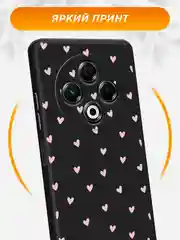 Розовый силиконовый чехол на Tecno Spark 30 / Текно Спарк 30 черный, с принтом, защита камеры