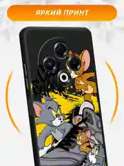 Серый силиконовый чехол на Tecno Spark 30 / Текно Спарк 30 черный, с принтом, защита камеры