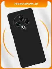 Черный силиконовый чехол на Tecno Spark 30 / Текно Спарк 30 черный, с принтом, защита камеры