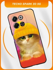 Чехол на Tecno Spark 30 5G / Текно Спарк 30 5G черный, с принтом, защита камеры