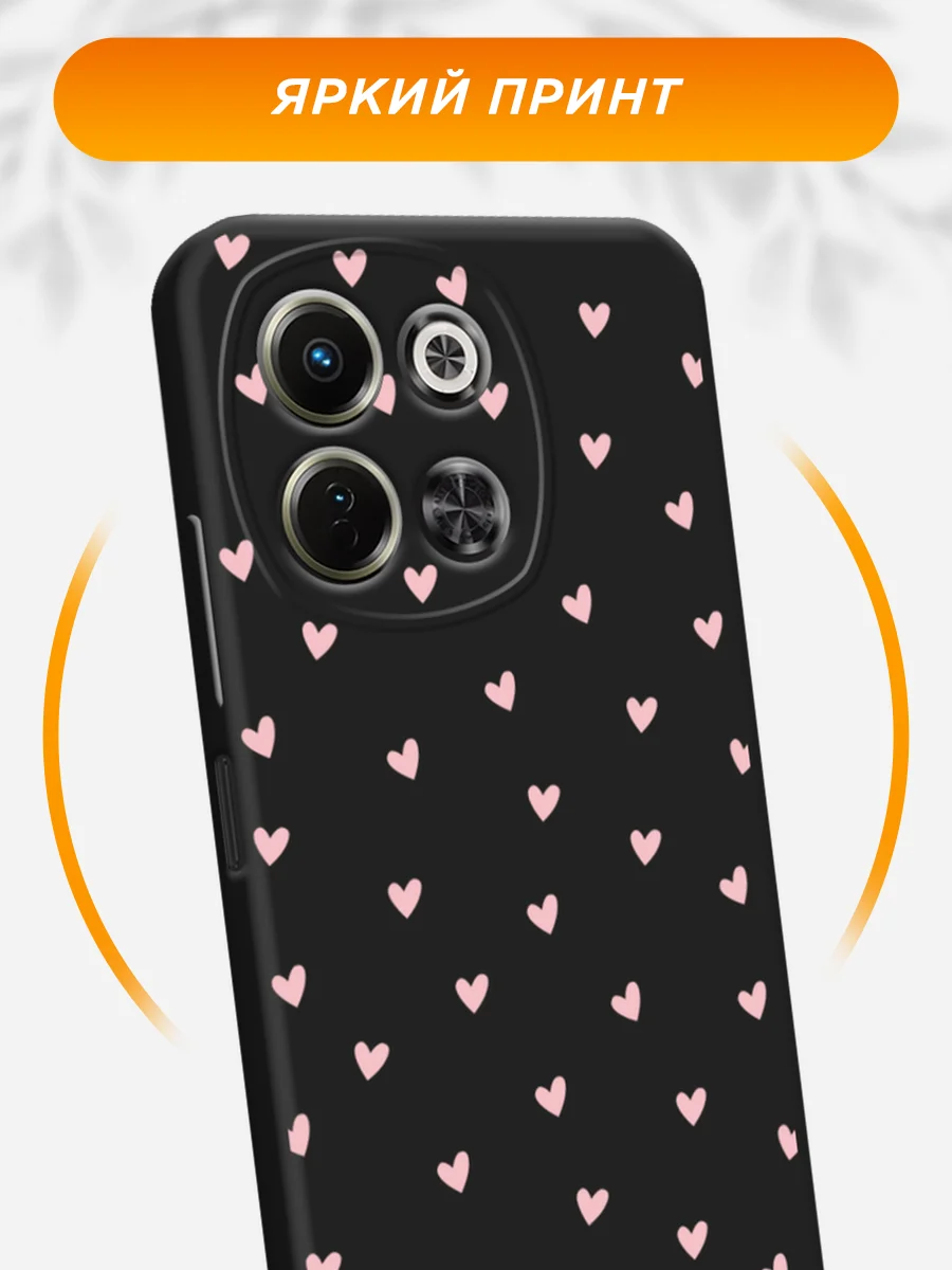 Розовый чехол на Tecno Spark 30 5G / Текно Спарк 30 5G черный, с принтом, защита камеры