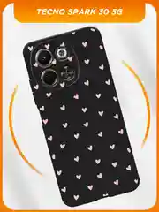Розовый чехол на Tecno Spark 30 5G / Текно Спарк 30 5G черный, с принтом, защита камеры