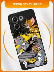 Серый чехол на Tecno Spark 30 5G / Текно Спарк 30 5G черный, с принтом, защита камеры