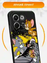 Серый чехол на Tecno Spark 30 5G / Текно Спарк 30 5G черный, с принтом, защита камеры