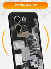 Тёмно-серый чехол на Tecno Spark 30 5G / Текно Спарк 30 5G черный, с принтом, защита камеры