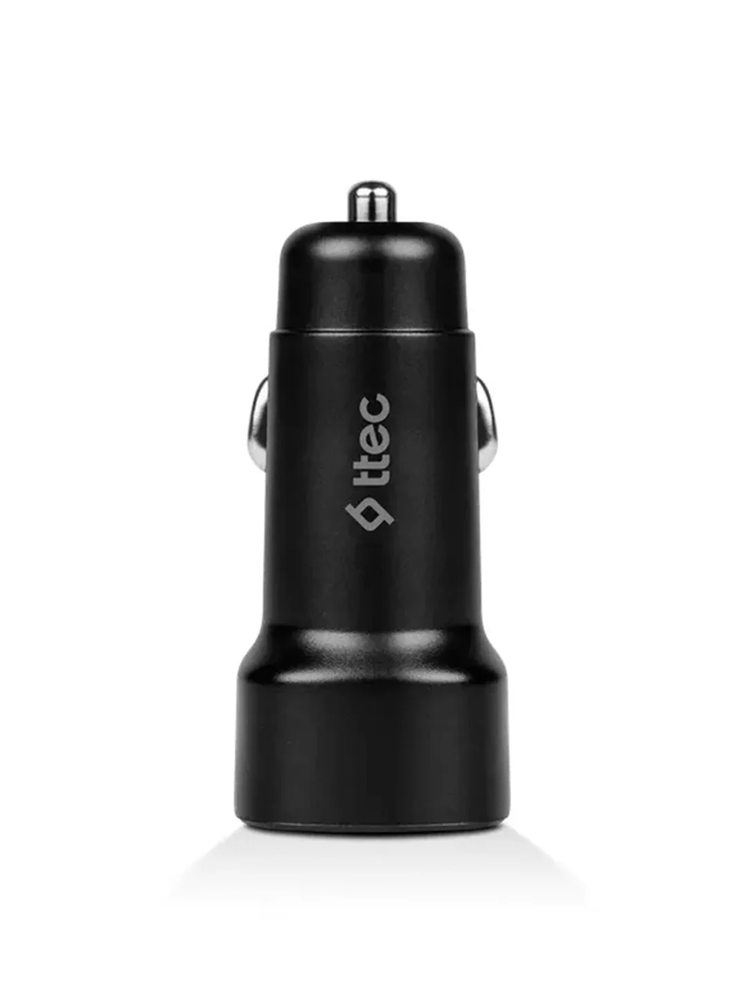 Черный автомобильное зарядное устройство USB-A c кабелями Lightning и USB-C. Цвет: черный