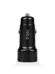 Черный автомобильное зарядное устройство USB-A c кабелями Lightning и USB-C. Цвет: черный
