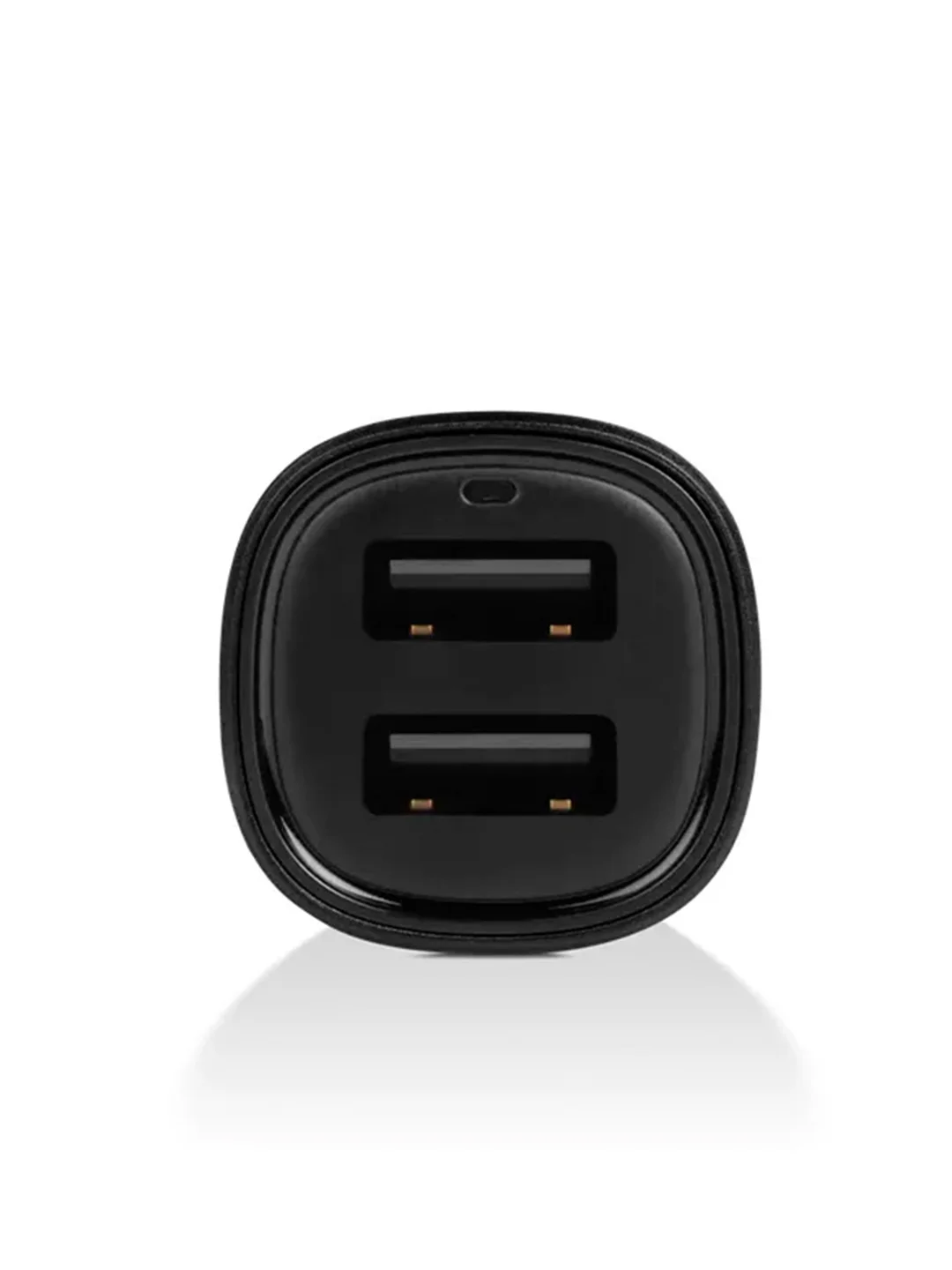 Черный автомобильное зарядное устройство USB-A c кабелями Lightning и USB-C. Цвет: черный