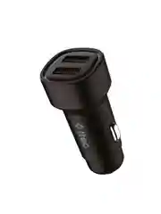 Черный автомобильное зарядное устройство USB-A c кабелями Lightning и USB-C. Цвет: черный