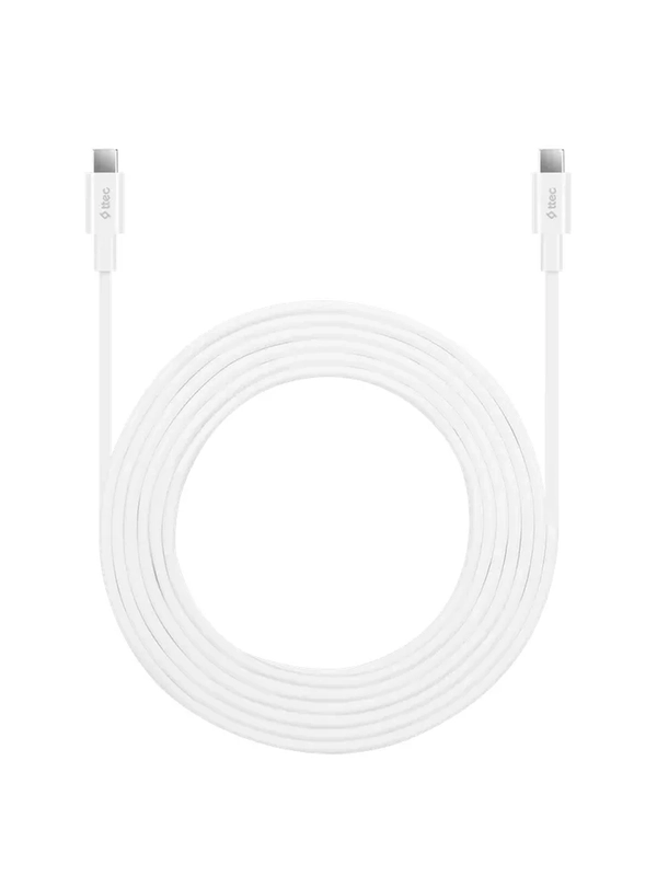 Кабель TTEC Type-C - Type-C65W Fast Charge Cable. Длина: 300 см. Цвет: белый