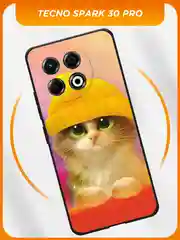 Чехол на Tecno Spark 30 Pro / Текно Спарк 30 Про черный, с принтом, защита камеры