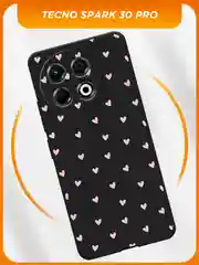 Розовый чехол на Tecno Spark 30 Pro / Текно Спарк 30 Про черный, с принтом, защита камеры