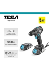 Аккумуляторная дрель TESLA TCD14BL 14.4В 2 аккумулятора, кейс