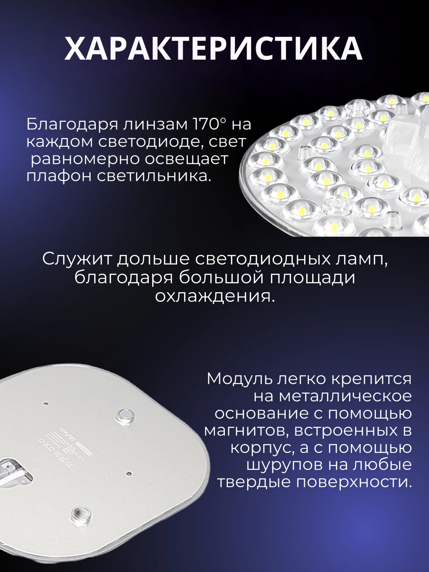 Сменный модуль светодиодный для потолочного светильника, плата с диодами 18/24/36 Вт 6500К