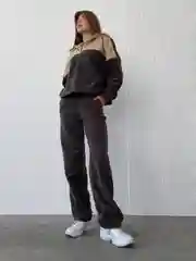 Черный костюм женский спортивный теплый флисовый плюшевый