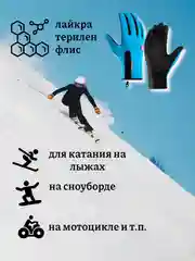 Голубой перчатки для лыжного спорта, водонепроницаемые, сенсорные, нескользящая ладошка, 6 цветов