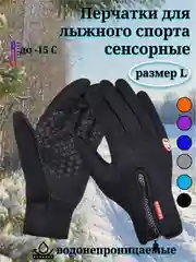 Черный перчатки для лыжного спорта, водонепроницаемые, сенсорные, нескользящая ладошка, 6 цветов