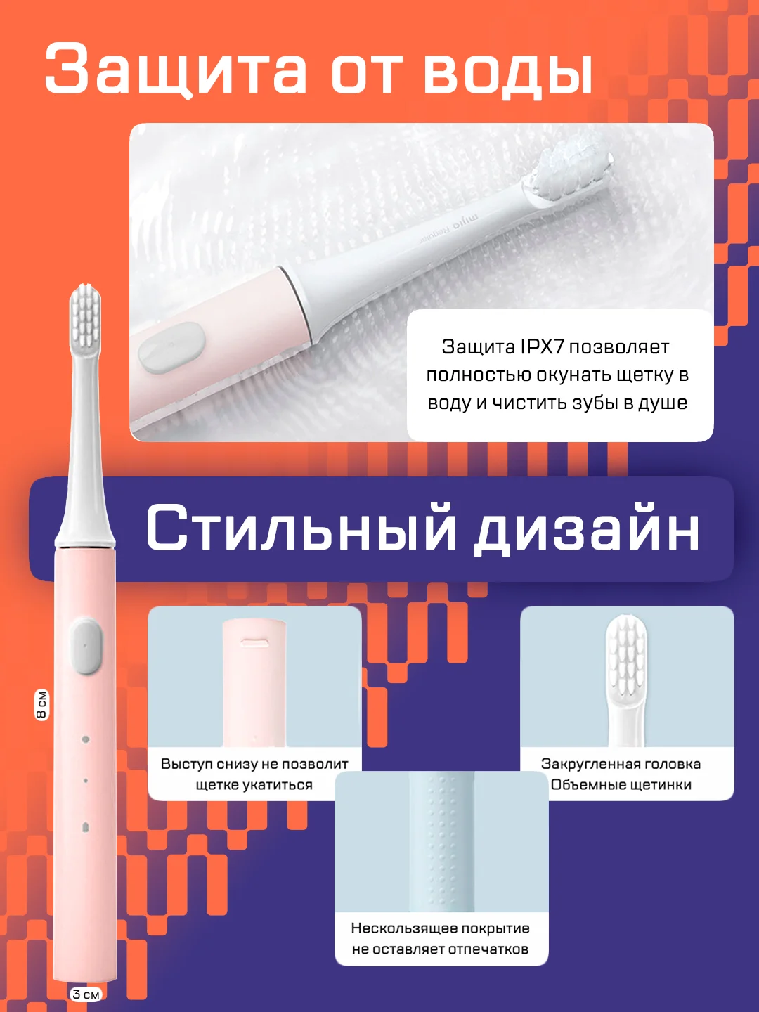 Розовый электрическая зубная щетка Xiaomi Mijia Electric Toothbrush T100