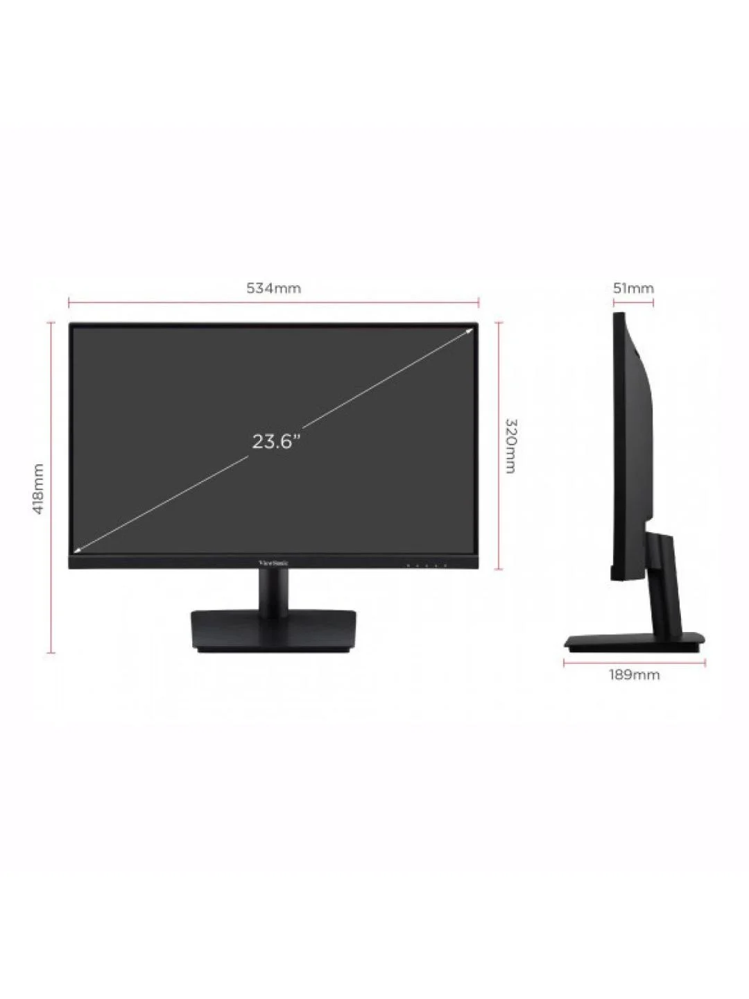 Черный 24" Монитор для дома и офиса ViewSonic VA2409-MHU IPS экран Full HD USB-C
