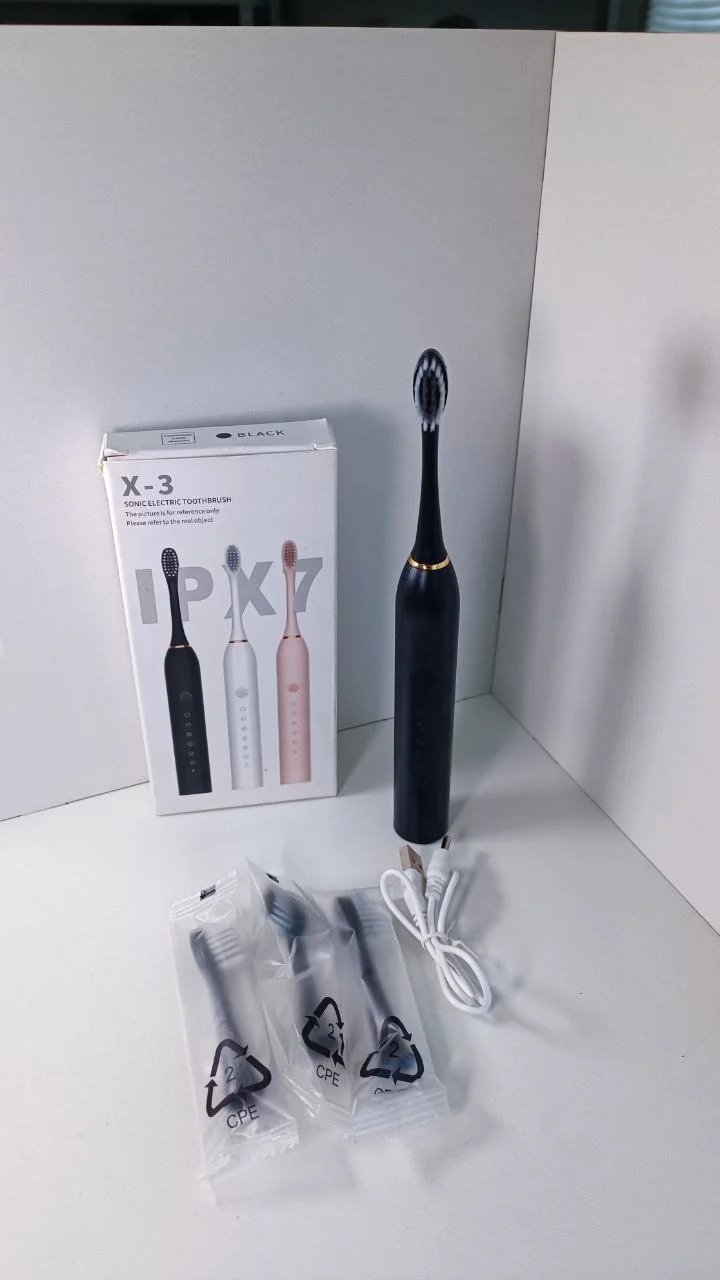 Черный электрическая зубная щетка Sonic Toothbrush X-3, средней жесткости