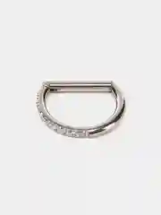 Бежевый кольцо-кликер для пирсинга, из титана, со стразами, серия "TITANIUM", для носа, уха