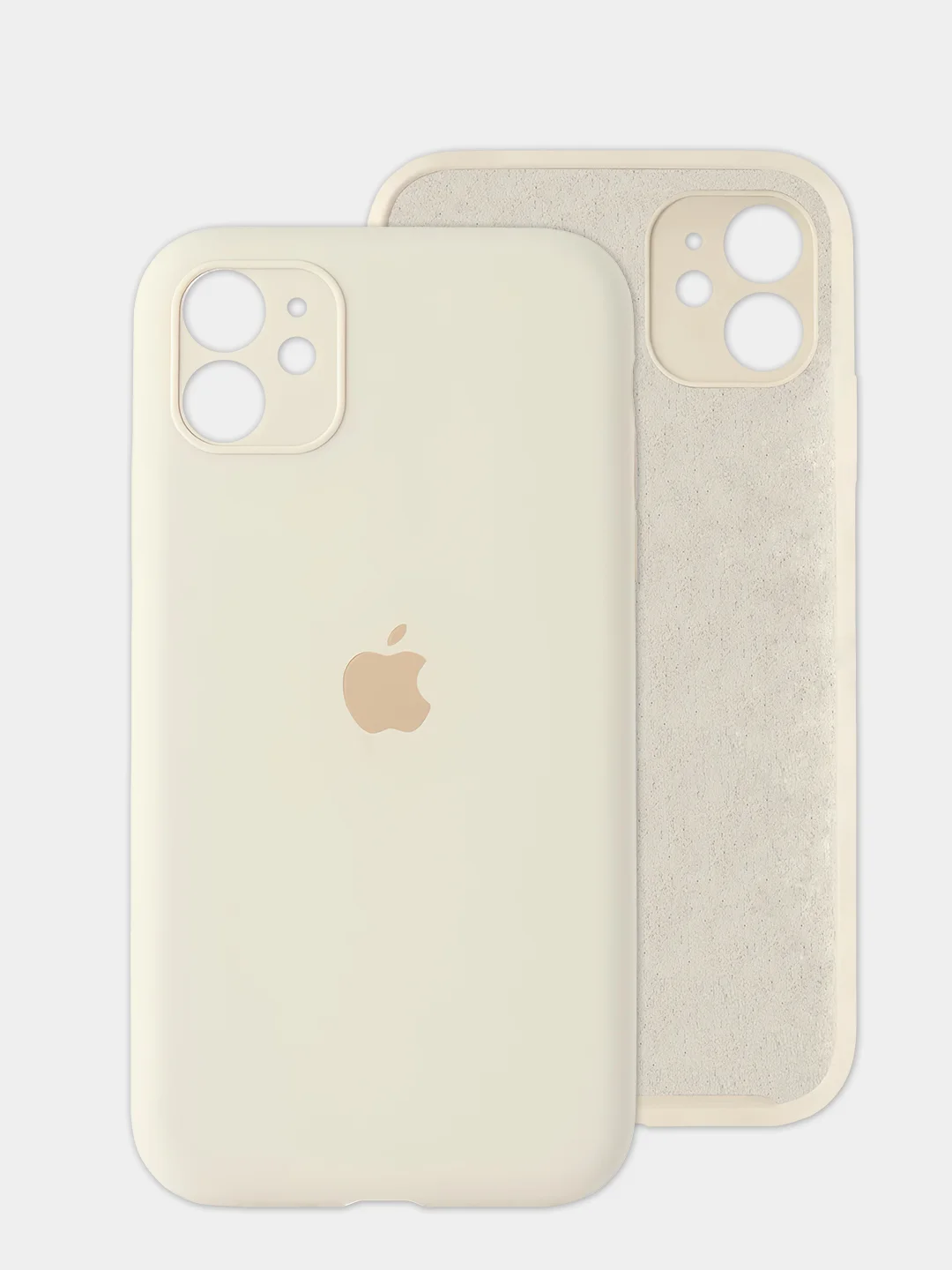Бежевый чехол iPhone, Айфон 11, силиконовый, с закрытой камерой