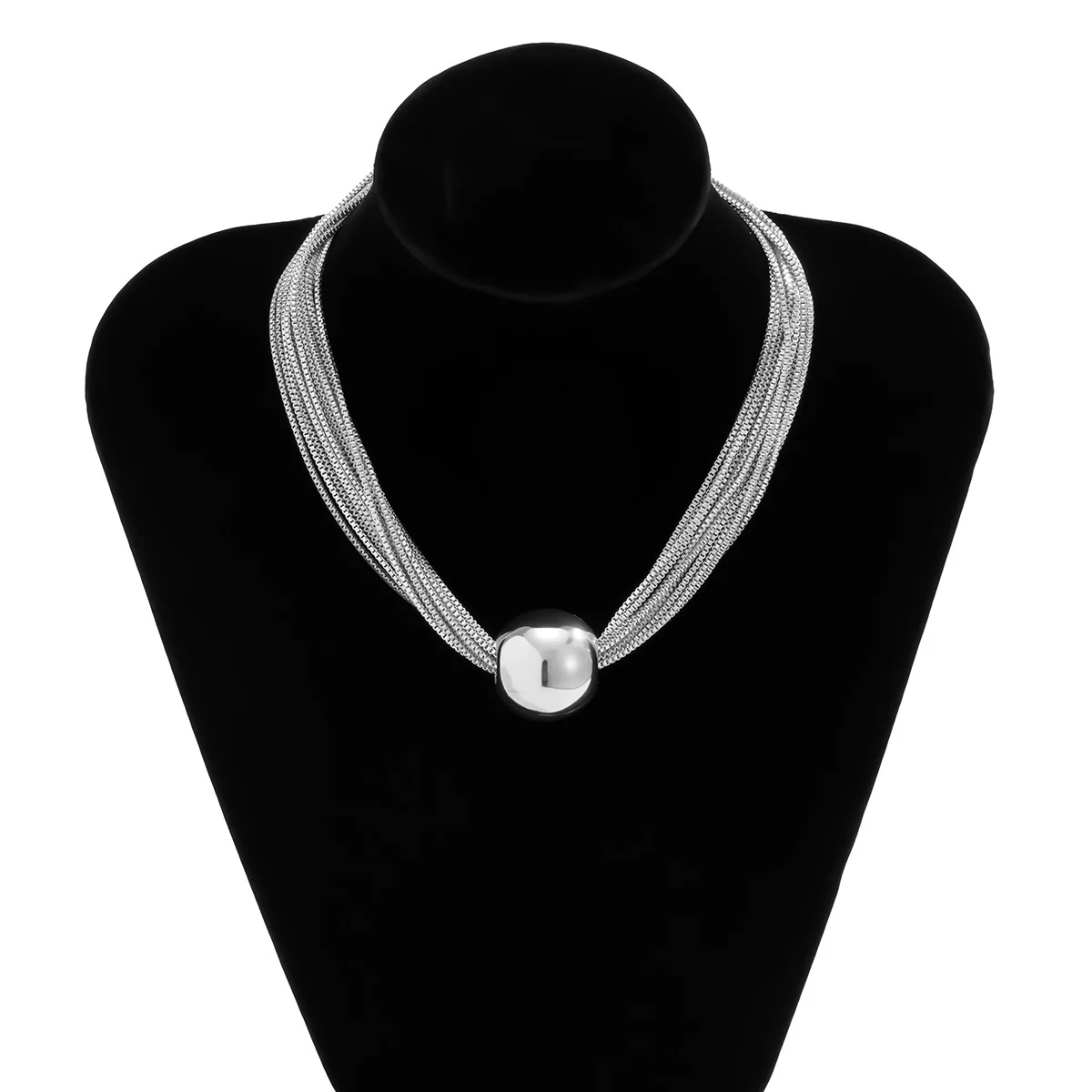 Серебряный многослойная цепь, цепь с шармом, массивное украшения , колье на шею, золотое колье