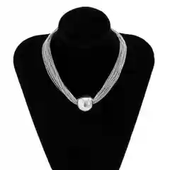 Серебряный многослойная цепь, цепь с шармом, массивное украшения , колье на шею, золотое колье